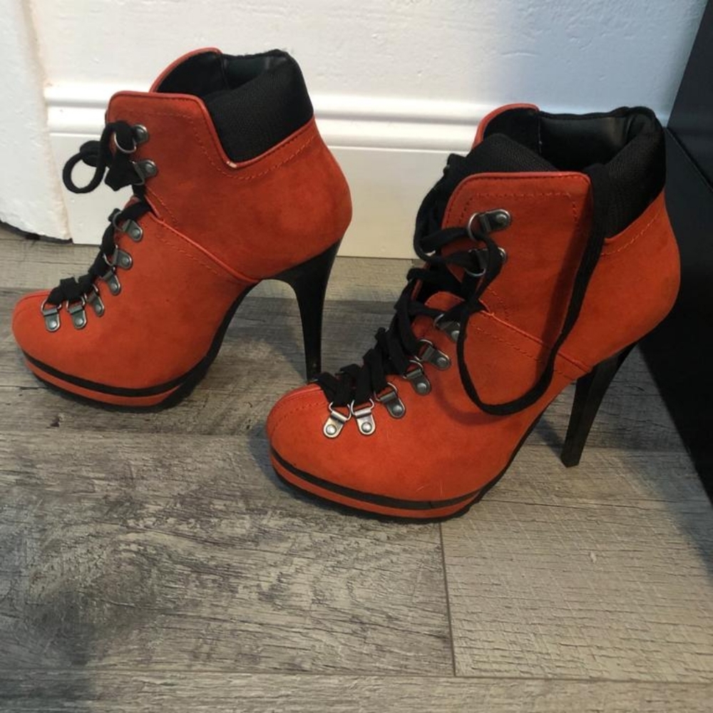 Heeled tie up booties